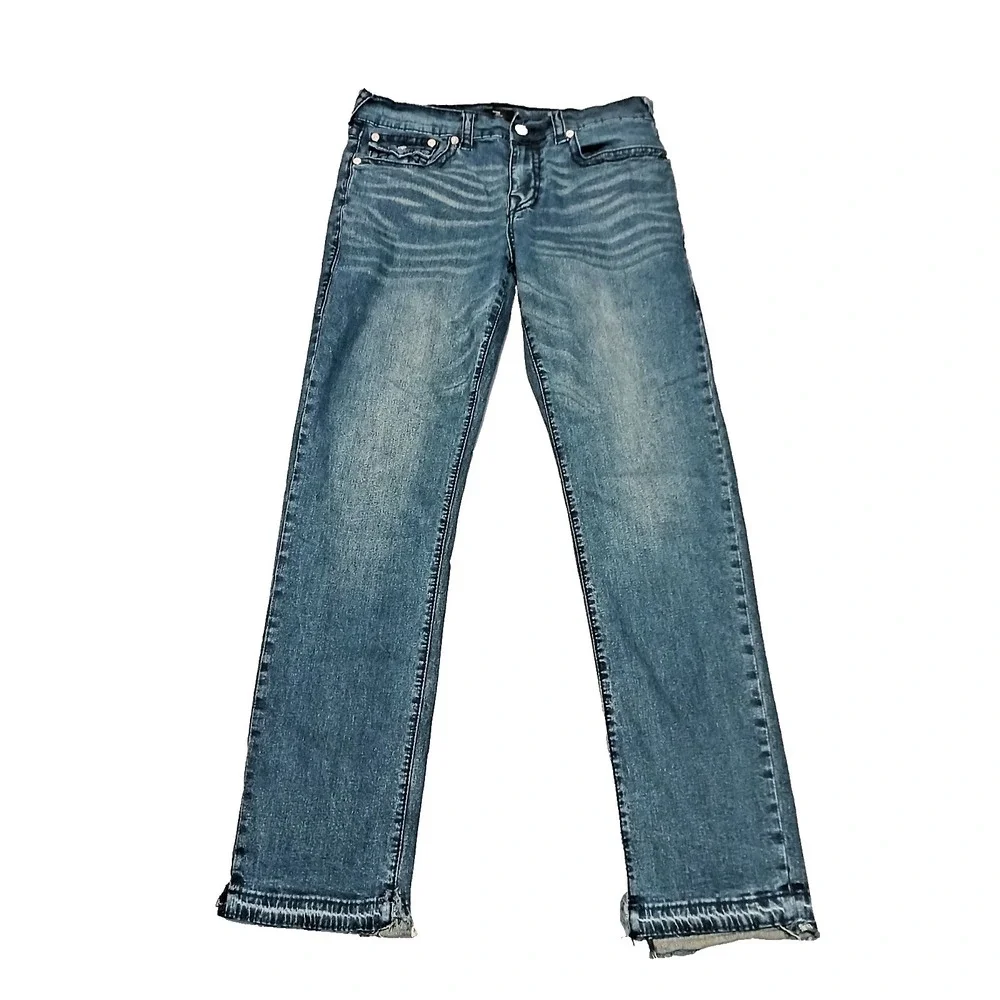 True Religion Jeno Jeans‎ Men 34 Blue Wash Relaxed Slim Stretch Straight Whisker